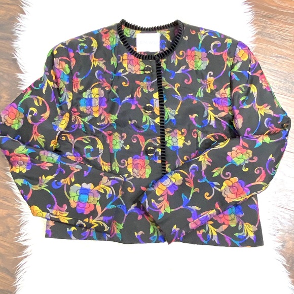 Doncaster Cropped Fitted Floral Blazer 12 Vintage - Picture 16 of 16